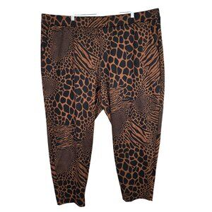 Womens Michael Kors Brown & Black Animal Print Cropped Pants Stretch Plus 3X
